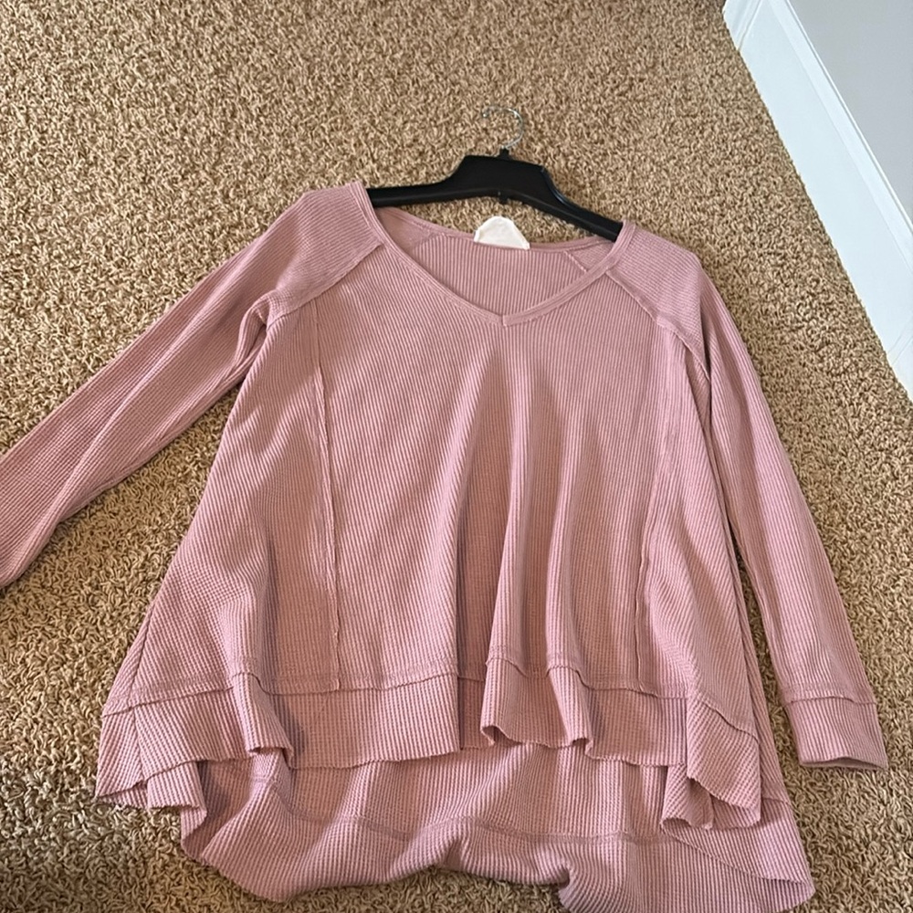 Super cute small pink waffle knit sweater!